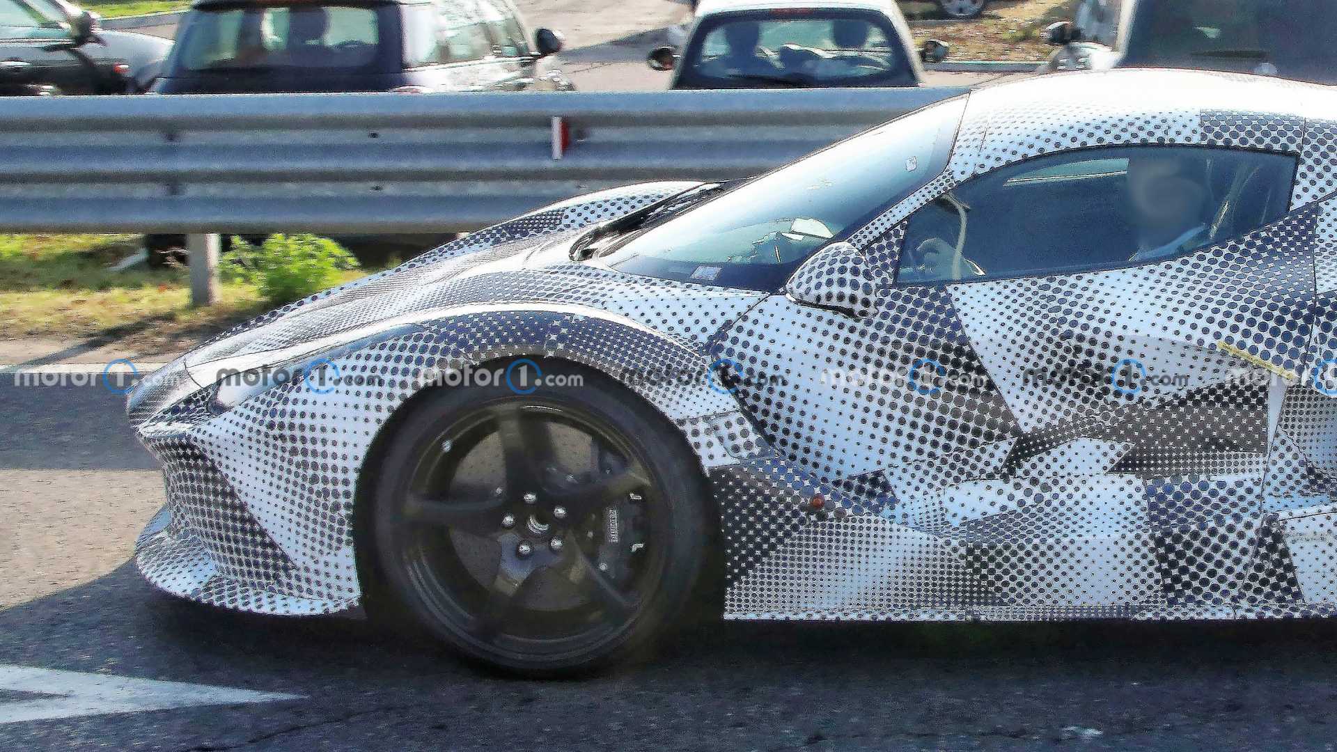 2022 Ferrari Hypercar Test Mule Front Close Spy Photo