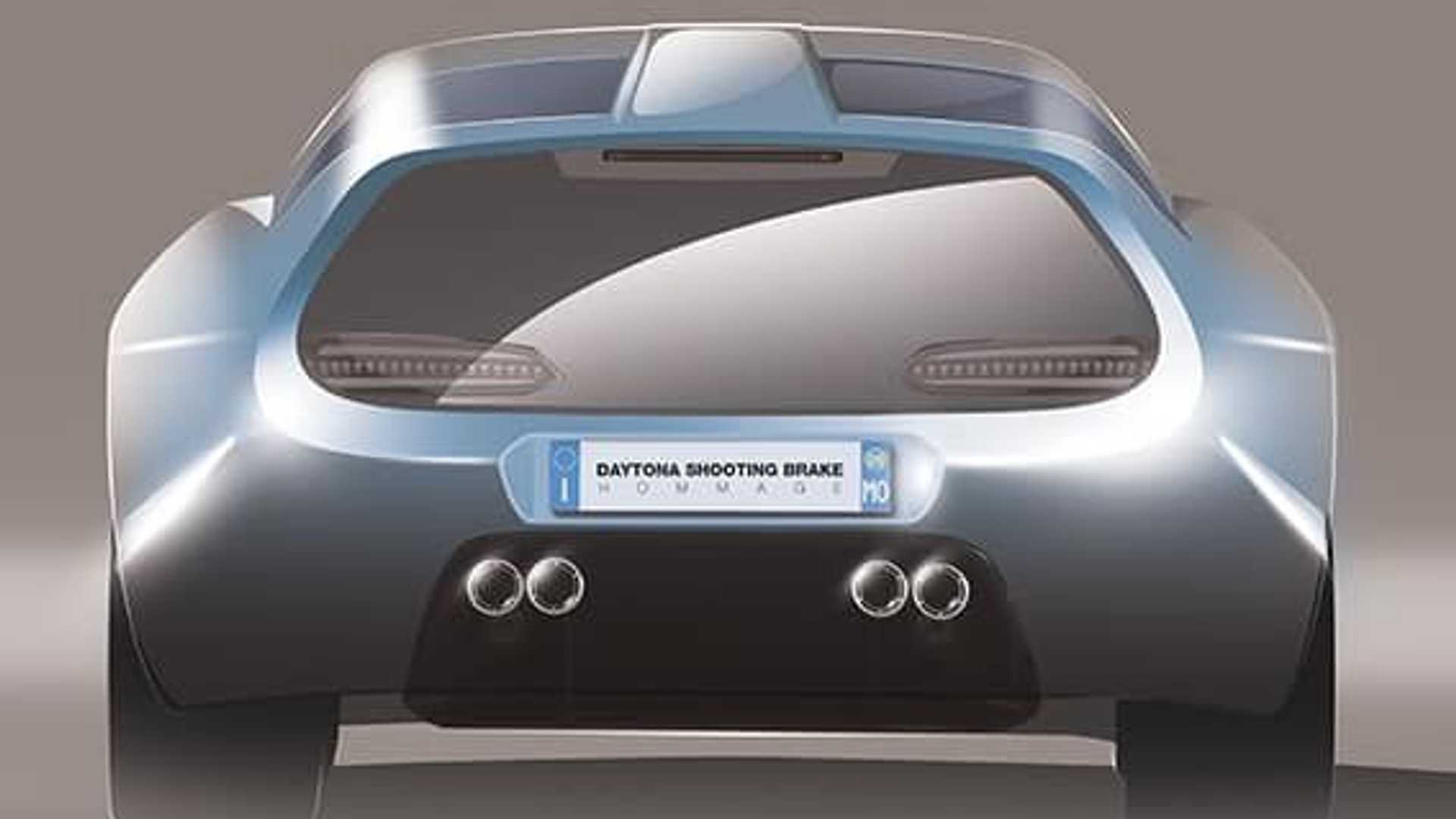 Niels van Roij Design Ferrari Daytona Shooting Brake Hommage Light Blue Rear Rendering