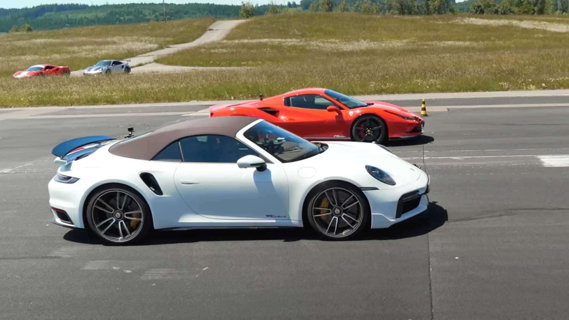 Ferrari F8 Drag Races Porsche 911 Turbo S In Fast Convertible Battle