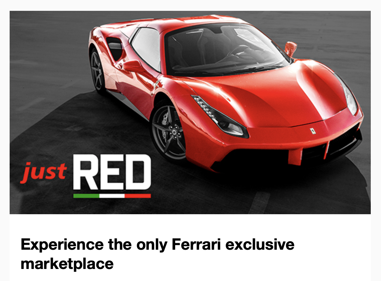 justRED - the only Ferrari exclusive marketplace