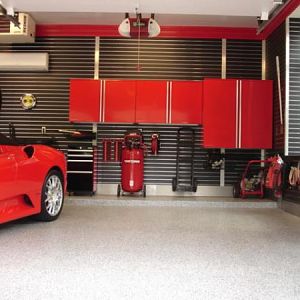 Plymouth, Michigan - Vault cabinets, slatalls, lighting provided by Vault (www.showroomgarage.com/)