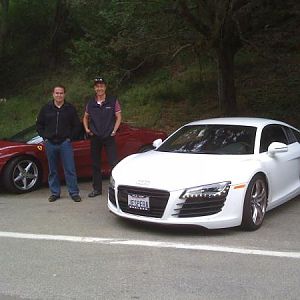 Me and my Ferrari and my friend Jesper and his Audi R8.  Gorgeous, fun rides.